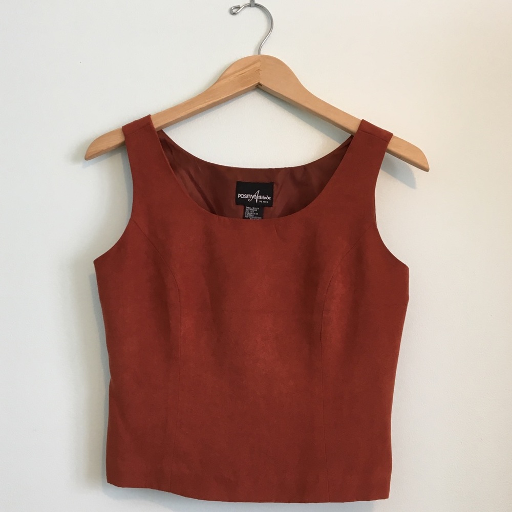 Faux Suede Orange Sleeveless Top